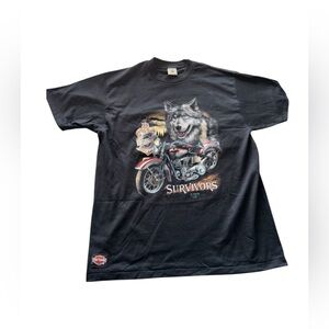 Vintage Harley-Davidson 3D Emblem Survivors Wolf T-Shirt